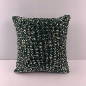 NEW Threshold Mini Beaded Square Throw Toss Pillow Green Holiday Christmas 10x10